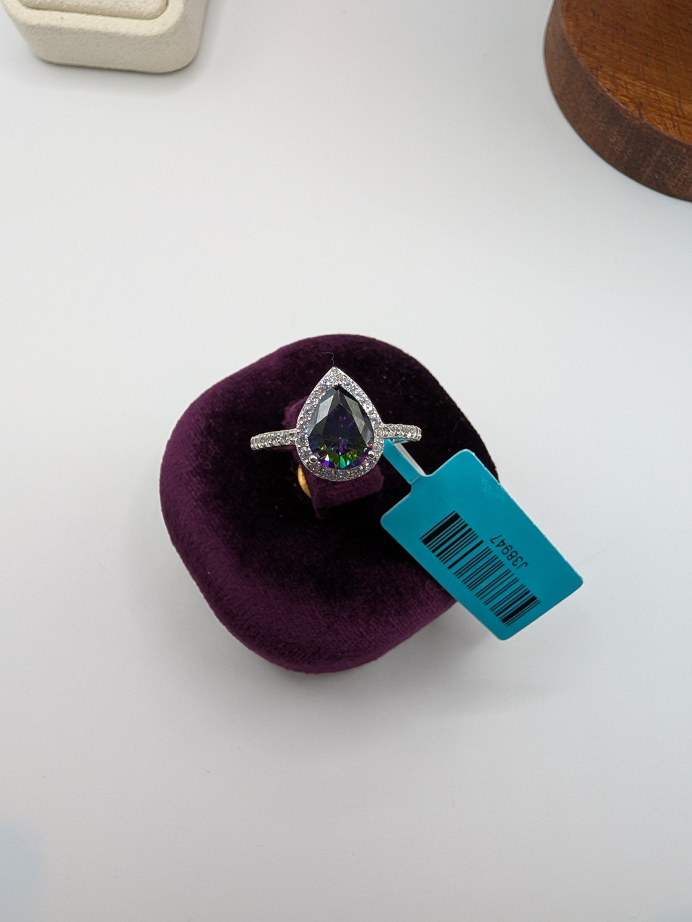 925 Sterling Silver Mystic Topaz Pear Cut Halo Statement Ring - Size 7